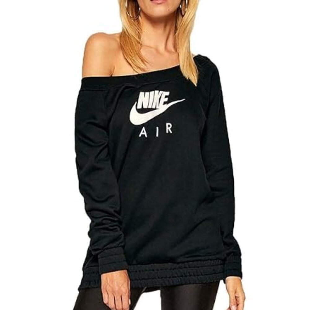 Nike Sportswear Women's Black Air Crewneck Oversize Fleece Sweatshirt Size XXL